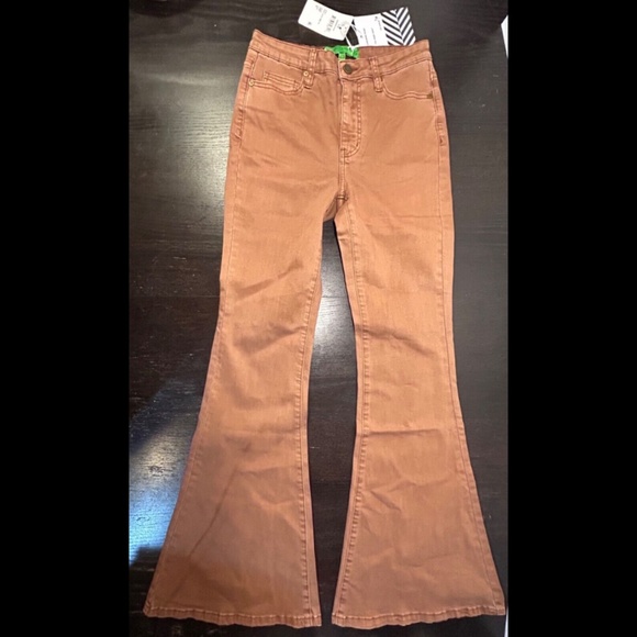 Sandrine Rose x Free People Super Flare Denim Jeans Burnt Size 28 - NWT - Picture 2 of 16